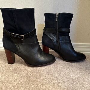 Black Leather/Navy Suede Ankle Boots
